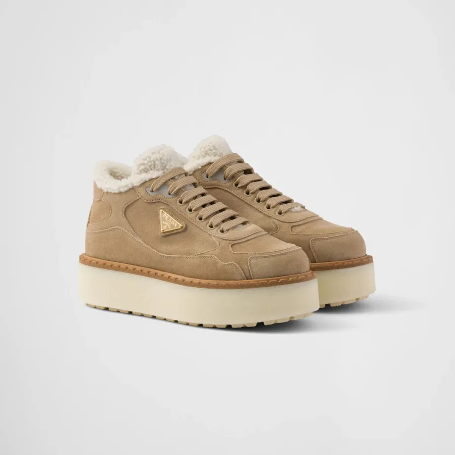 PRADA Suede leather mid - top sneakers and ankle boots