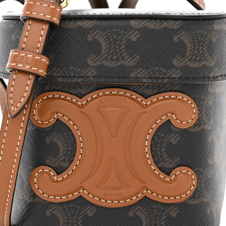 Celine Small Cuir Triomphe Box Tan Triomphe Canvas & Calfskin Leather