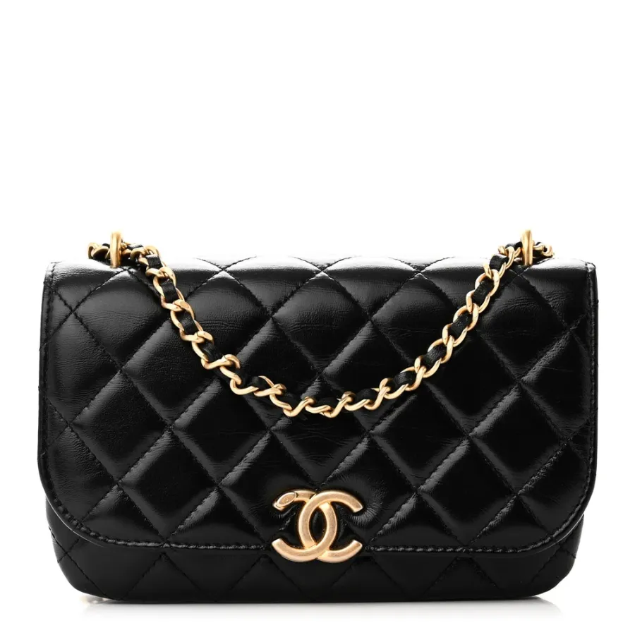 Chanel Flap Phone Holder - Small Black Quilted Lambskin