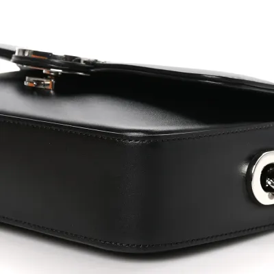 Gucci Small Petite GG Top Handle Shoulder Bag Black Calfskin Leather Silver Hardware