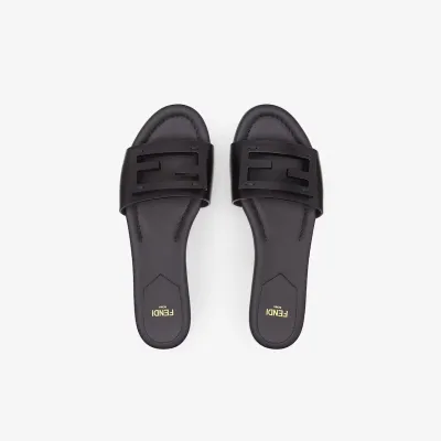 FENDI Black leather sandals slippers