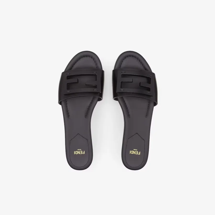 FENDI Black leather sandals slippers