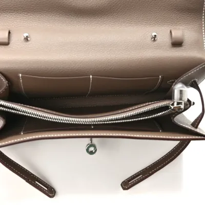 Hermès Kelly Wallet To Go Etoupe Evercolor Leather Palladium Hardware