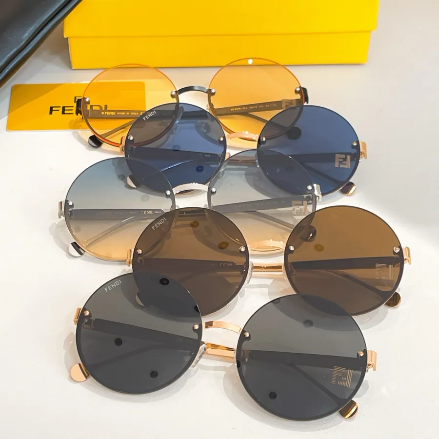 Fendi round frame glasses black gold/blue/orange/blue silver/brown color Size 59口18-143