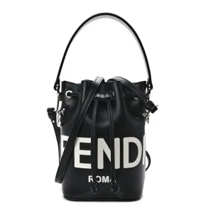 Fendi Mini F is Fendi Logo Embossed Mon Tresor Bucket Bag Black King Vitello Leather Silver Hardware