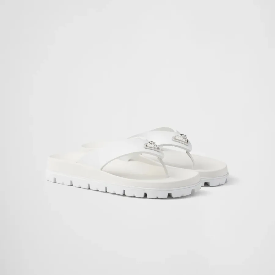PRADA white rubber clip-toe sandals Slippers
