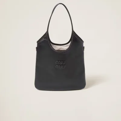 Miu Miu IVY Calfskin Leather Hobo Black Tote Bags