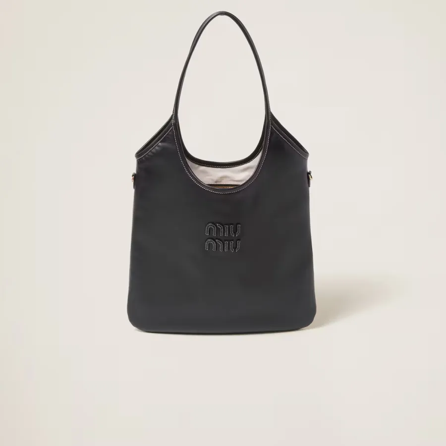 Miu Miu IVY Calfskin Leather Hobo Black Tote Bags