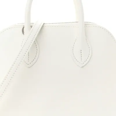 Hermès Mini 1923 Bolide White Evercolor Leather Silver Hardware