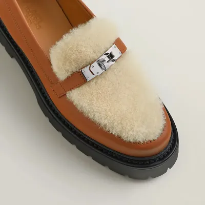 HERMES Icone Brown Loafers