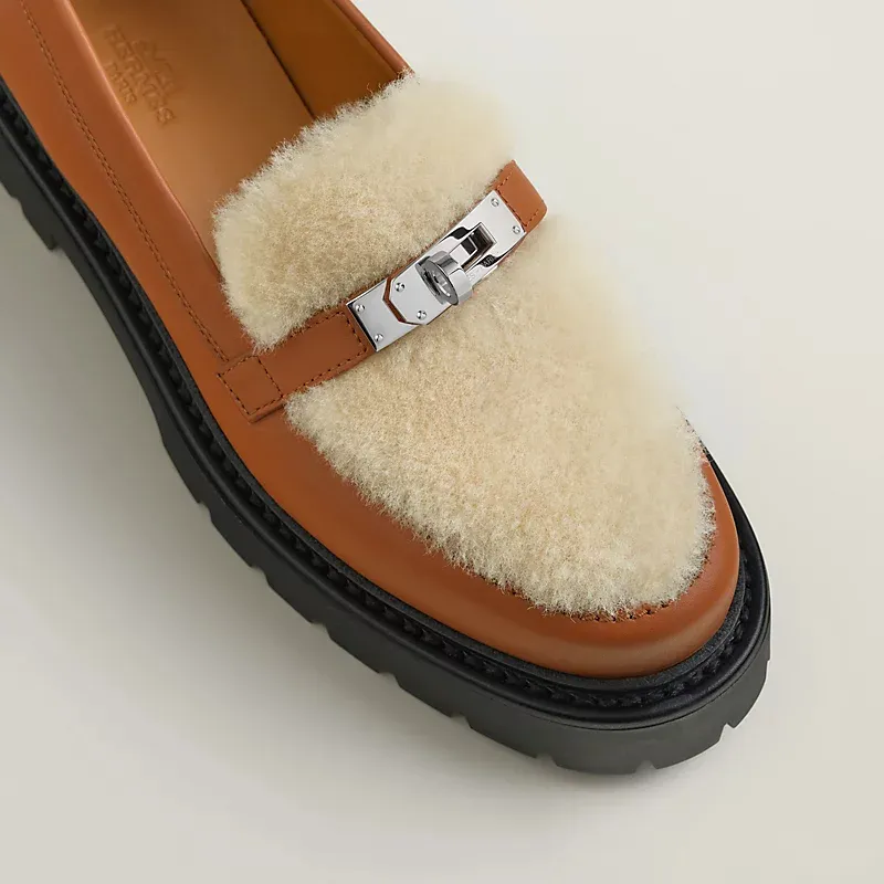 HERMES Icone Brown Loafers