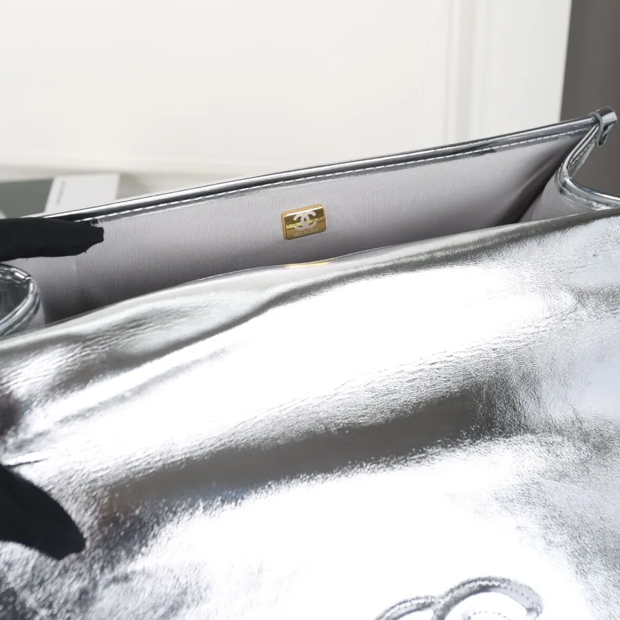 Chanel Silver / Gold / Black  patent leather Backpacks