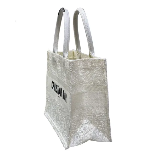 Dior Medium Dior Book Tote White Toile de Jouy Soleil Macramé Embroidery - Image 3