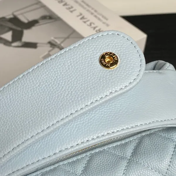 Chanel Pearl Handle hula hoop handbag Blue/purple/pink/white/black granular cowhide crossbody bag - Image 8