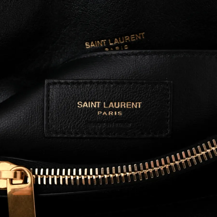 Saint Laurent Medium College Bag Black Chevron Monogram Sheepskin Matelasse Leather Gold Hardware