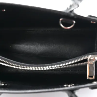 Saint Laurent Small Sac De Jour Black Embossed Calfskin & Crocodile Leather Silver Hardware