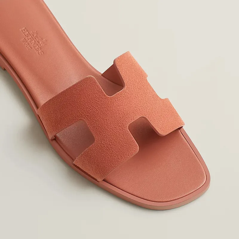 HERMES Oran Orange Slippers