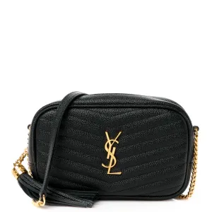 Saint Laurent Mini Lou Camera Bag Black Monogram Grain De Poudre Matelasse Leather Gold Hardware