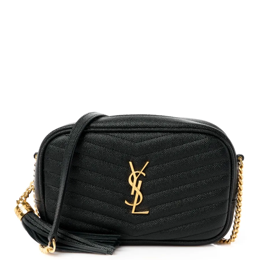 Saint Laurent Mini Lou Camera Bag Black Monogram Grain De Poudre Matelasse Leather Gold Hardware