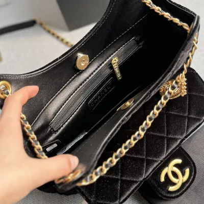 Chanel Black velvet Crossbody Bags