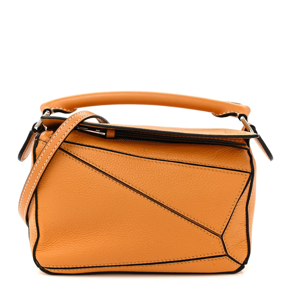 Bolsa Loewe Puzzle Mini Narciso Amarelo em Couro Bezerro