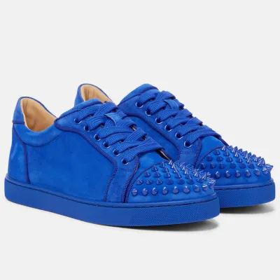 Christian Louboutin Blue Studded suede sneakers
