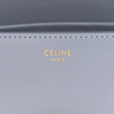 Celine Medium Triomphe Shoulder Bag Arctic Blue Shiny Calfskin Leather