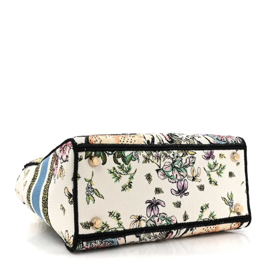 Dior Medium D-Constellation Lady D-Lite Latte Multicolor Embroidered Canvas Gold Hardware