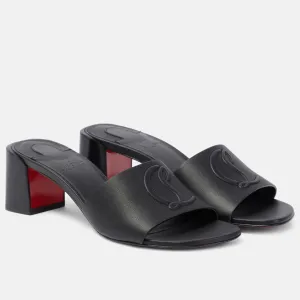 Christian Louboutin Black embossed leather Muller shoes high-heeled slippers