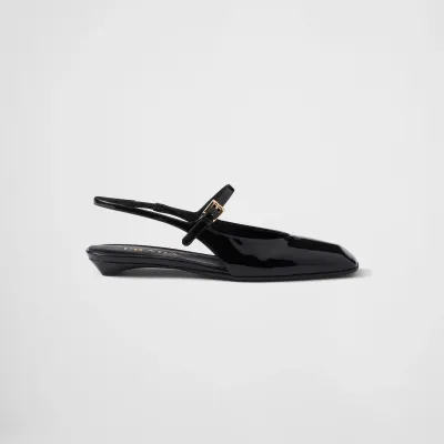 PRADA Patent paint leather Flat Shoes Black Ballet Shoes