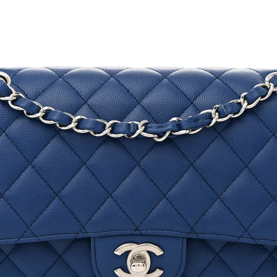Grade Designer Handbags | Blue Quilted Chanel Flap