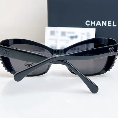 CHANEL glasses all black color size 56口16-140