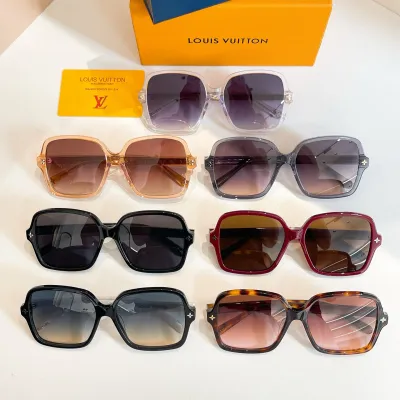 Louis Vuitton square frame glasses leopard/red/tawny/grey/black white/black/eggplant color Size 56口17-145