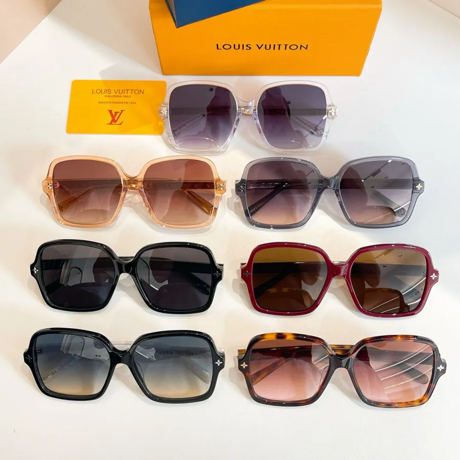 Louis Vuitton square frame glasses leopard/red/tawny/grey/black white/black/eggplant color Size 56口17-145