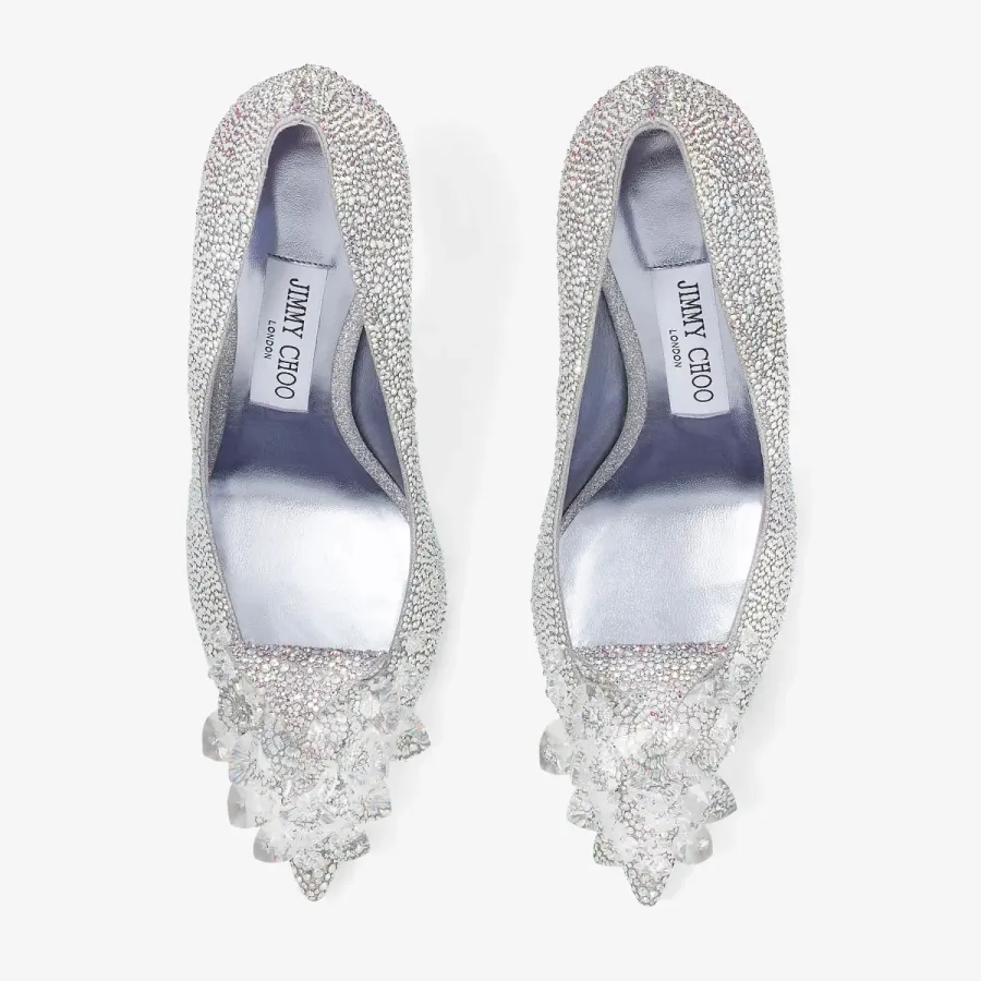 JIMMY CHOO Heart - shaped crystal decorated rainbow color tipped heels