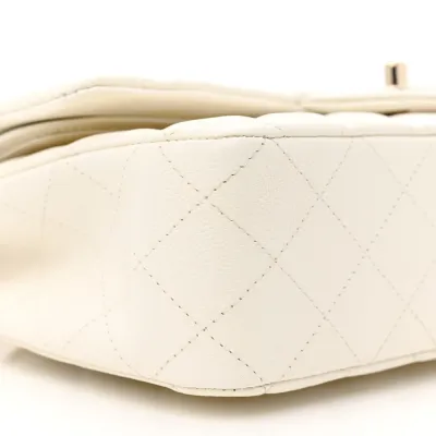Chanel Double Flap Medium White Quilted Caviar Leather