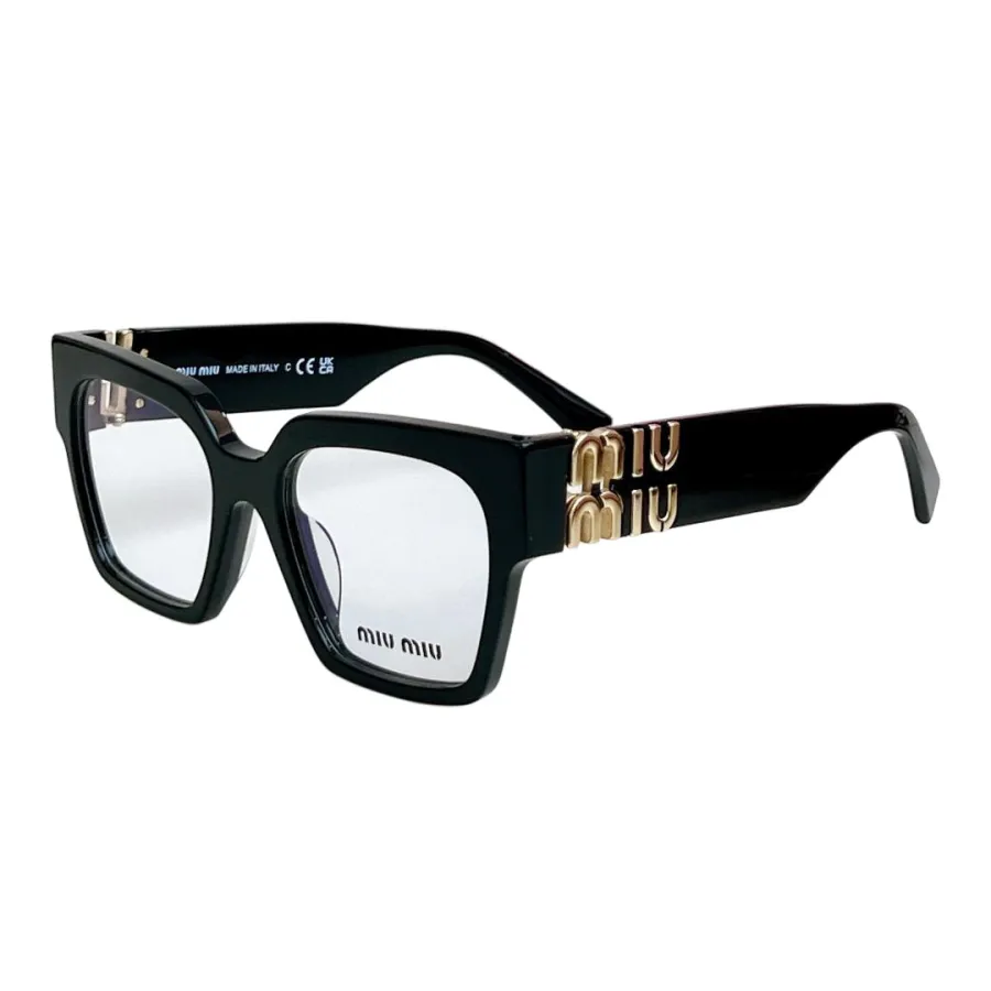 Miu Miu square frame glasses black gold/yellow leopard/transparent color Size 51-20-135
