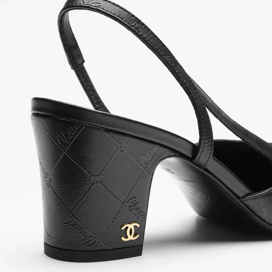 Chanel lambskin, calf patent leather, black Rear lace up high heels High Heels Sandal