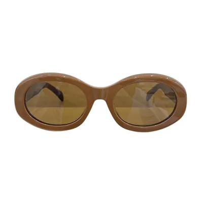 Celine Oval glasses brown/white/black/ivory/leopard color Size 52口22-145