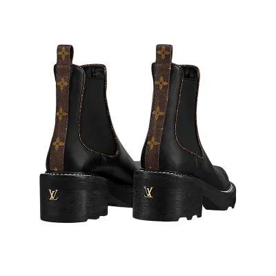 Louis Vuitton Chelsea black platform ankle boots