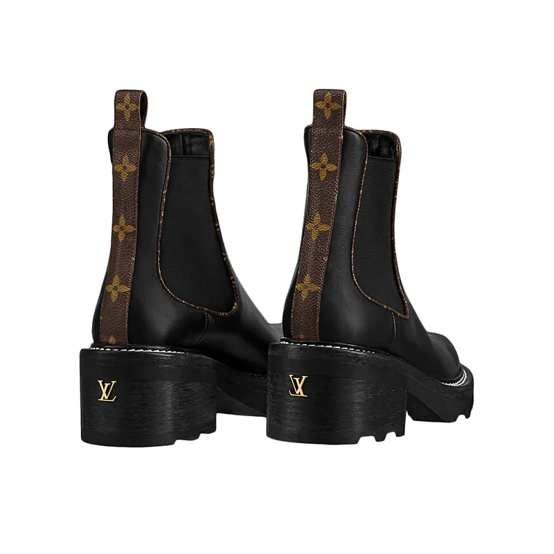 Louis Vuitton Chelsea black platform ankle boots