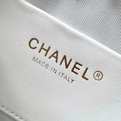 Chanel Quilted Caviar Leather White / Light apricot color Crossbody Bags