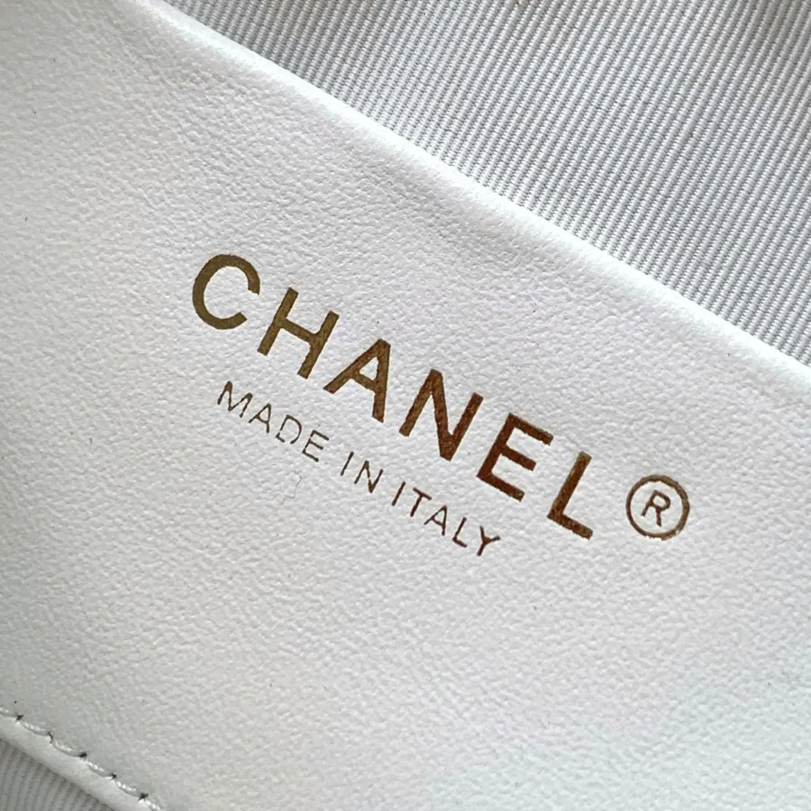 Chanel Quilted Caviar Leather White / Light apricot color Crossbody Bags