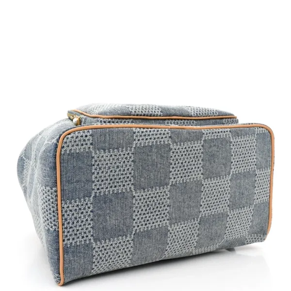 Louis Vuitton Montsouris Backpack MM Bleu Damier Denim 3D Gold Hardware - Image 6