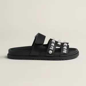 HERMES Chypre Black Studs of rivets Slippers