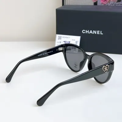 CHANEL glasses black gold color size 55口16-140