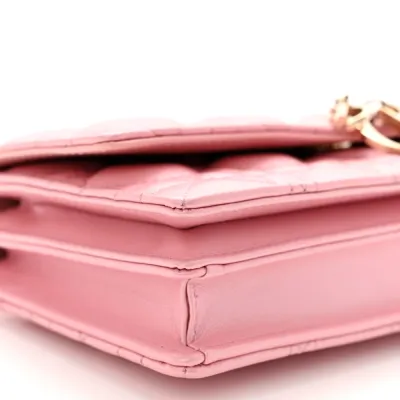 Dior Mini My Dior Top Handle Clutch Antique Pink Cannage Lambskin Leather Gold Hardware