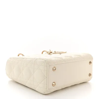 Dior Small My ABCDior Lady Dior White Cannage Lambskin Leather Gold Hardware