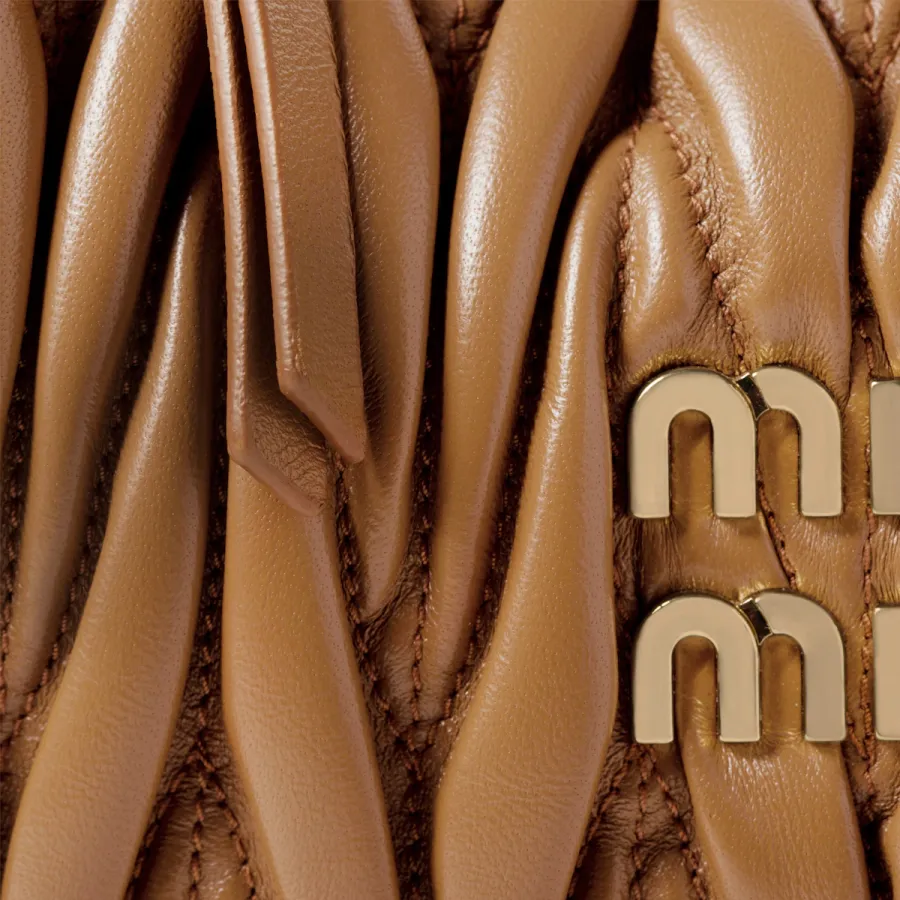 Miu Miu Wander Matelassé Quilted Lambskin Leather handbag Light Brown Crossbody Bags