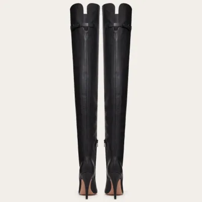 VALENTINO SIGNATURE Knee-high bovine leather boots (10.5 cm high heel)
